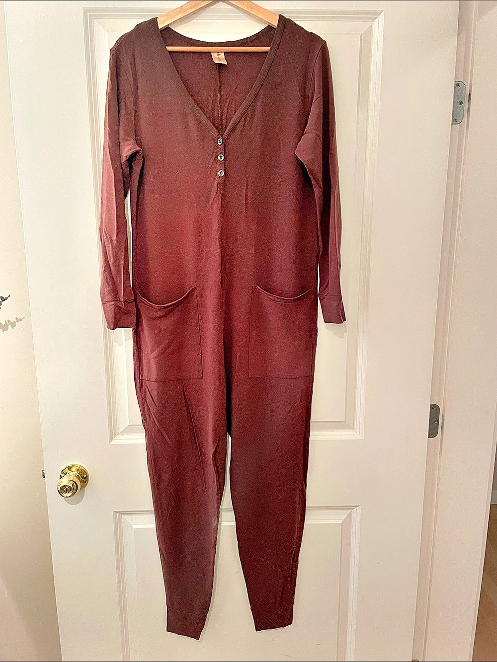 Smash & Tess Long Sleeve Jumpsuit Brown Size Small